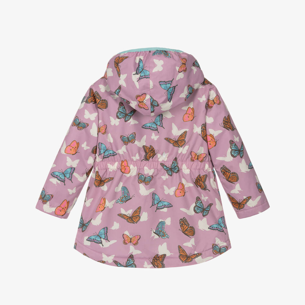 Hatley-معطف مطري وردي مزين بالفراشات للبنات | Childrensalon Outlet