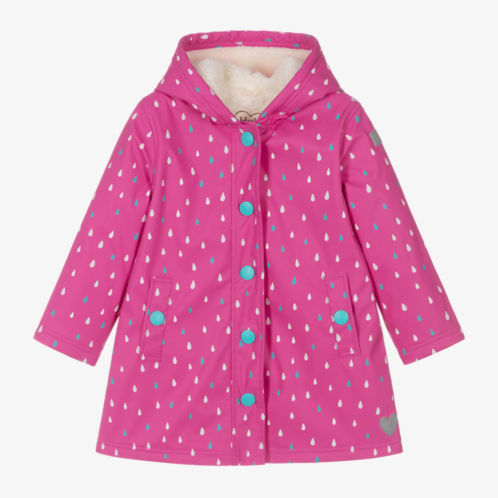 Hatley-Girls Magenta Raindrop Weatherproof Coat | Childrensalon Outlet
