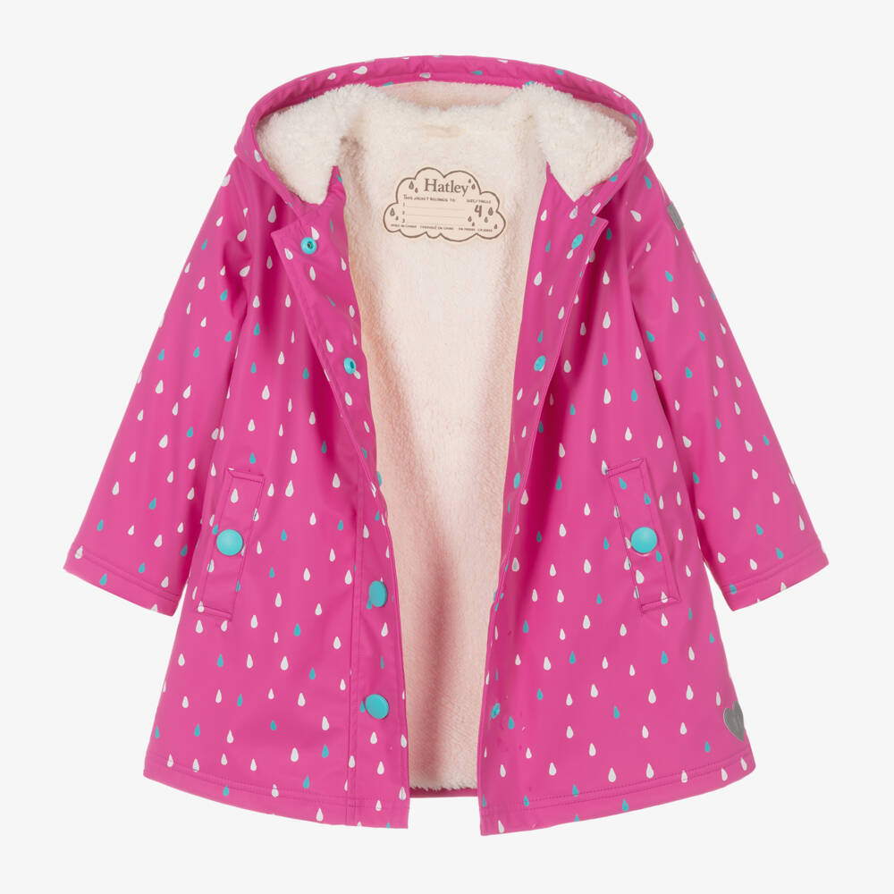 Hatley-Girls Magenta Raindrop Weatherproof Coat | Childrensalon Outlet