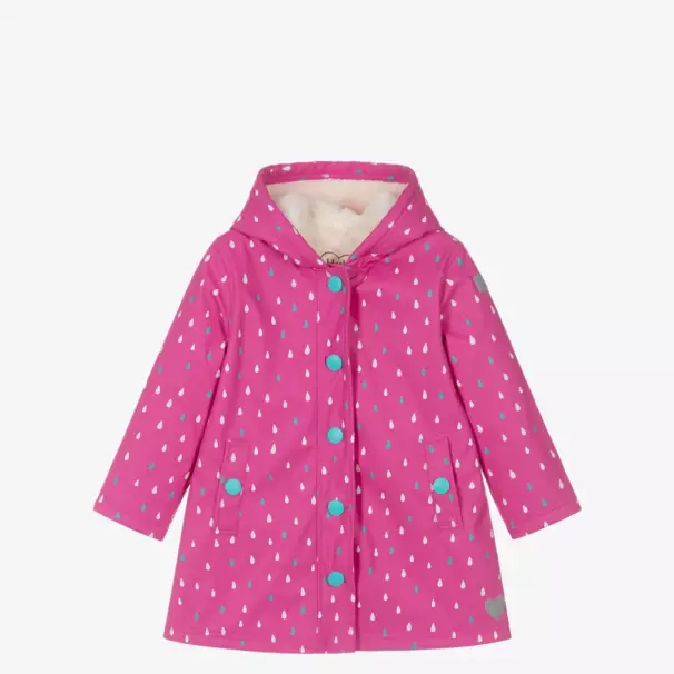 Hatley-Girls Magenta Raindrop Weatherproof Coat | Childrensalon Outlet