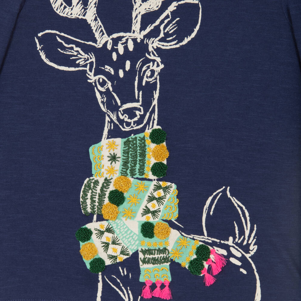 Hatley-Girls Navy Reindeer Tee | Childrensalon Outlet