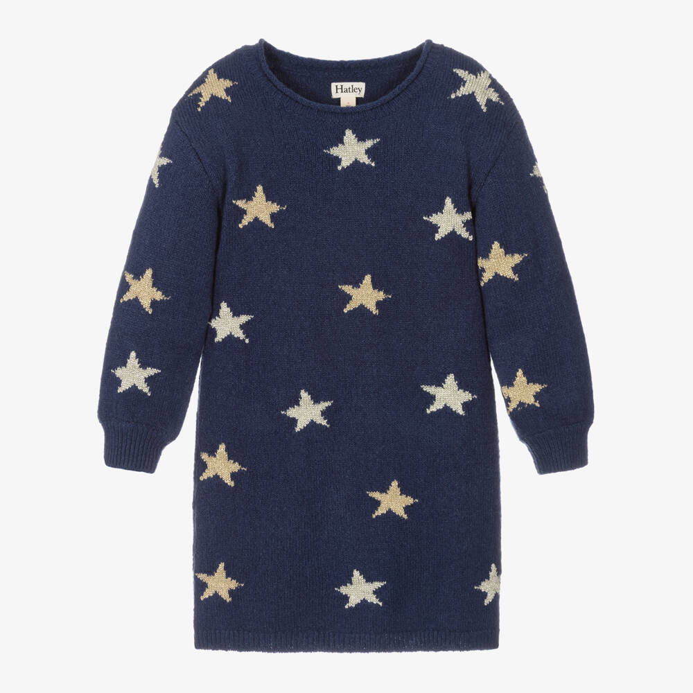 Hatley-Girls Navy Starry Knit Dress | Childrensalon Outlet