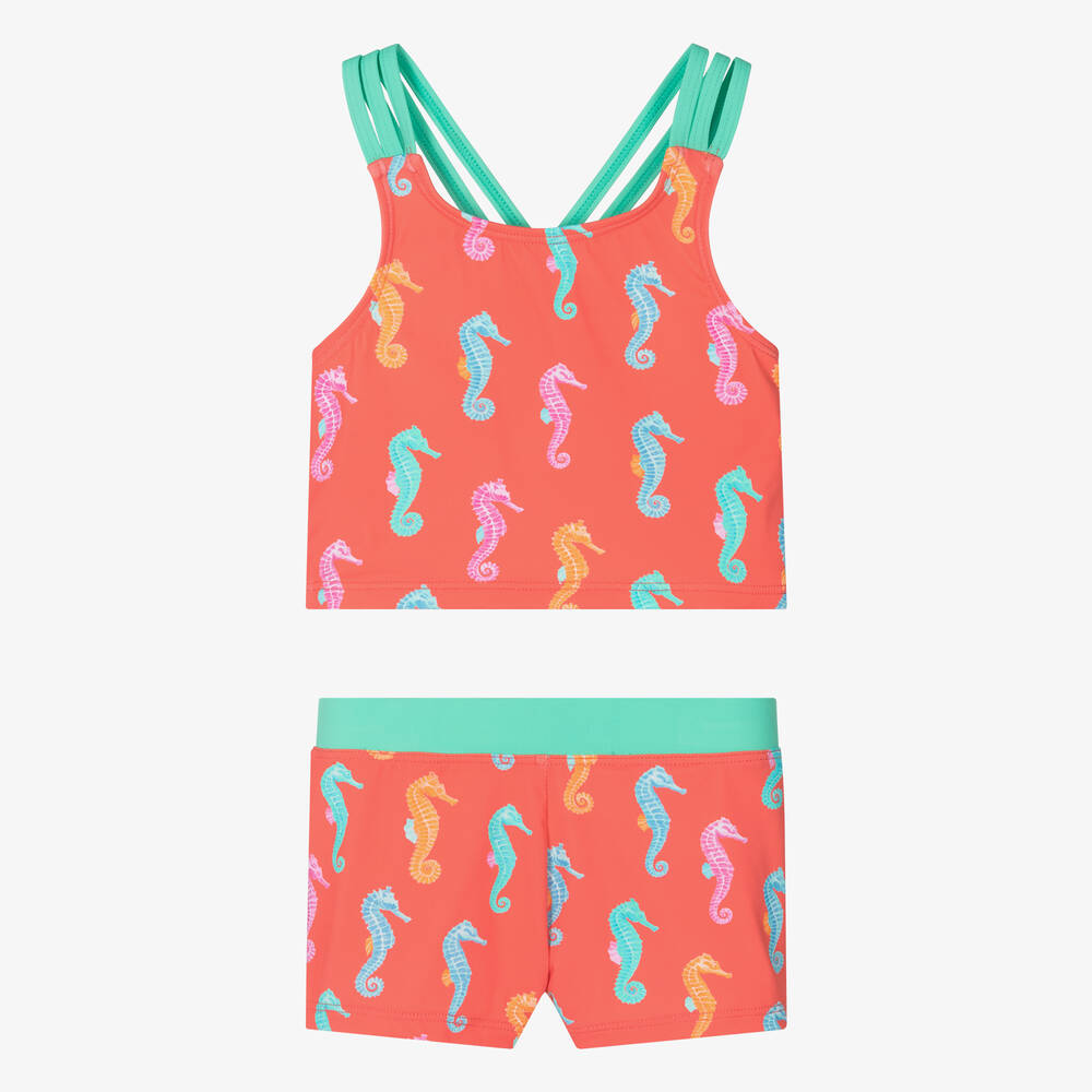 Hatley-Girls Orange Seahorse Tankini (UPF50+) | Childrensalon Outlet