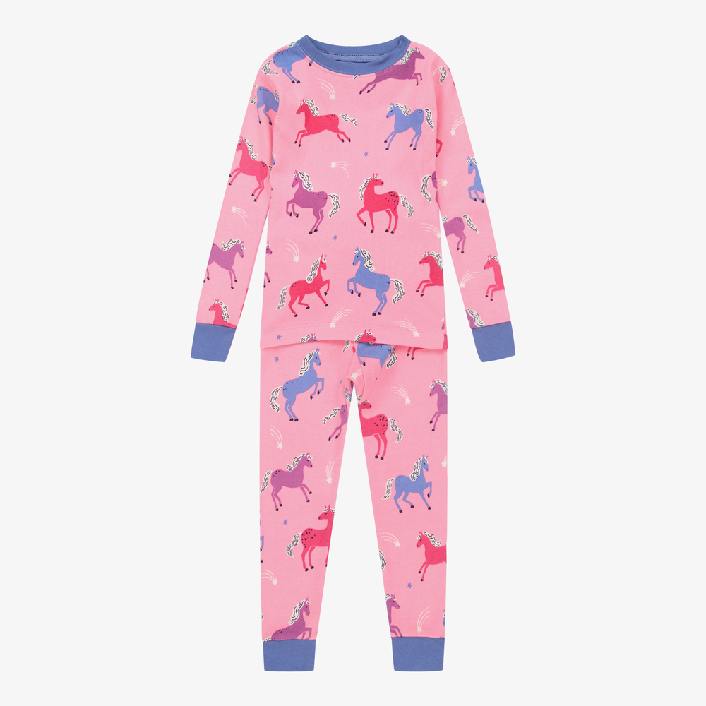 Hatley-بيجاما قطن عضوي لون زهري وأزرق للبنات | Childrensalon Outlet