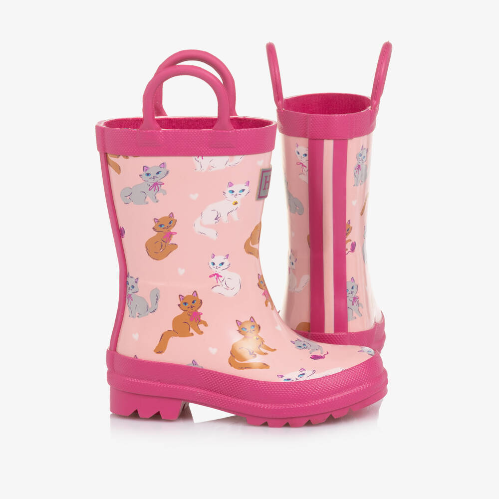 Hatley-جزمة مطاطية وردية للبنات بنقشة القطة | Childrensalon Outlet
