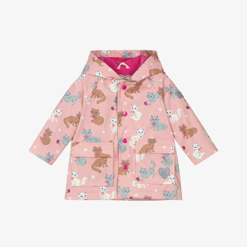 Hatley-Розовый дождевик с капюшоном для девочек с котёнком | Childrensalon Outlet