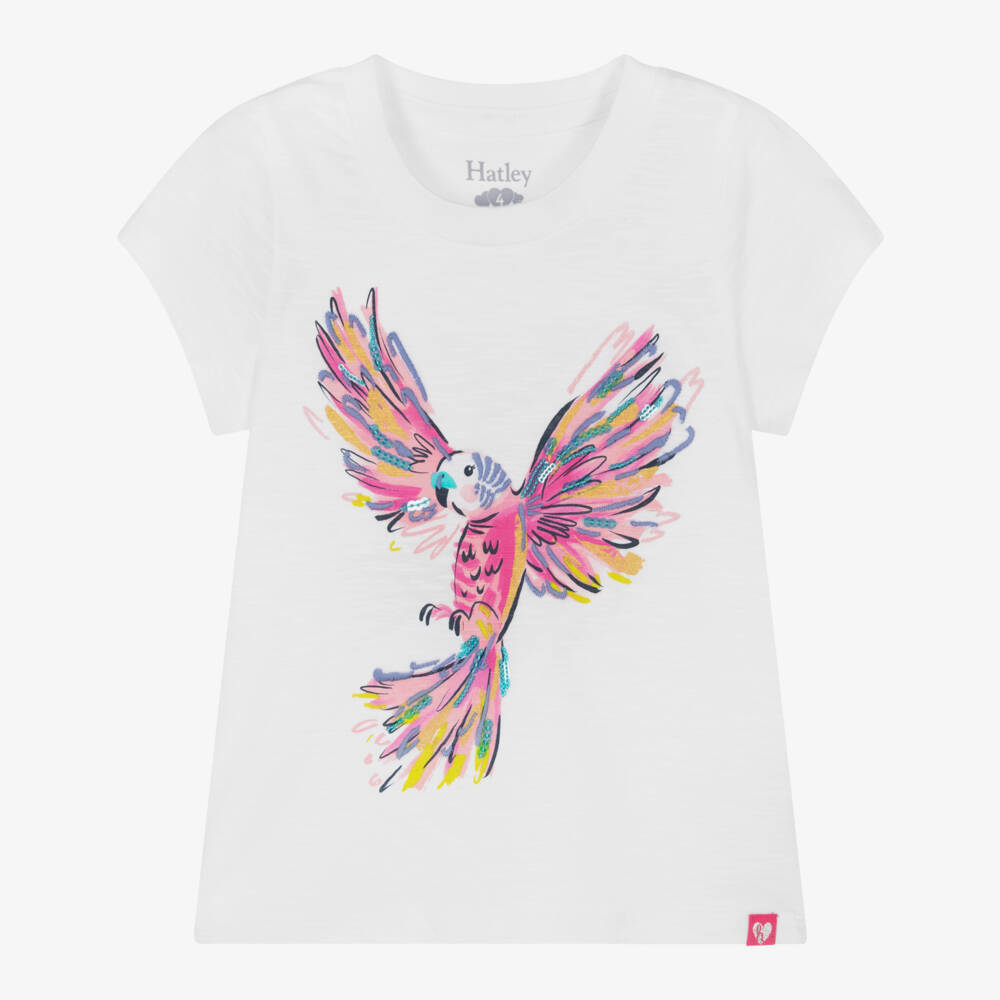 Hatley-Girls Parrot Print Cotton Tee | Childrensalon Outlet