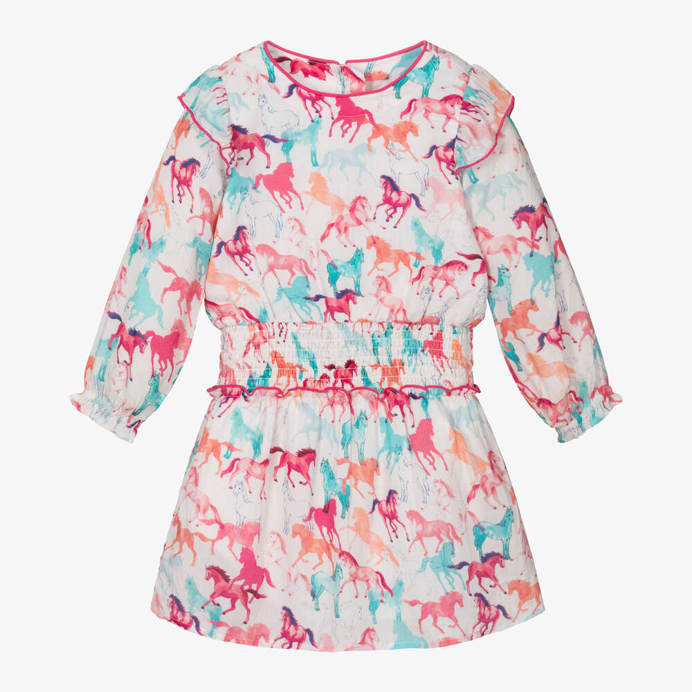 Hatley-Girls Pastel Horse Pattern Dress | Childrensalon Outlet