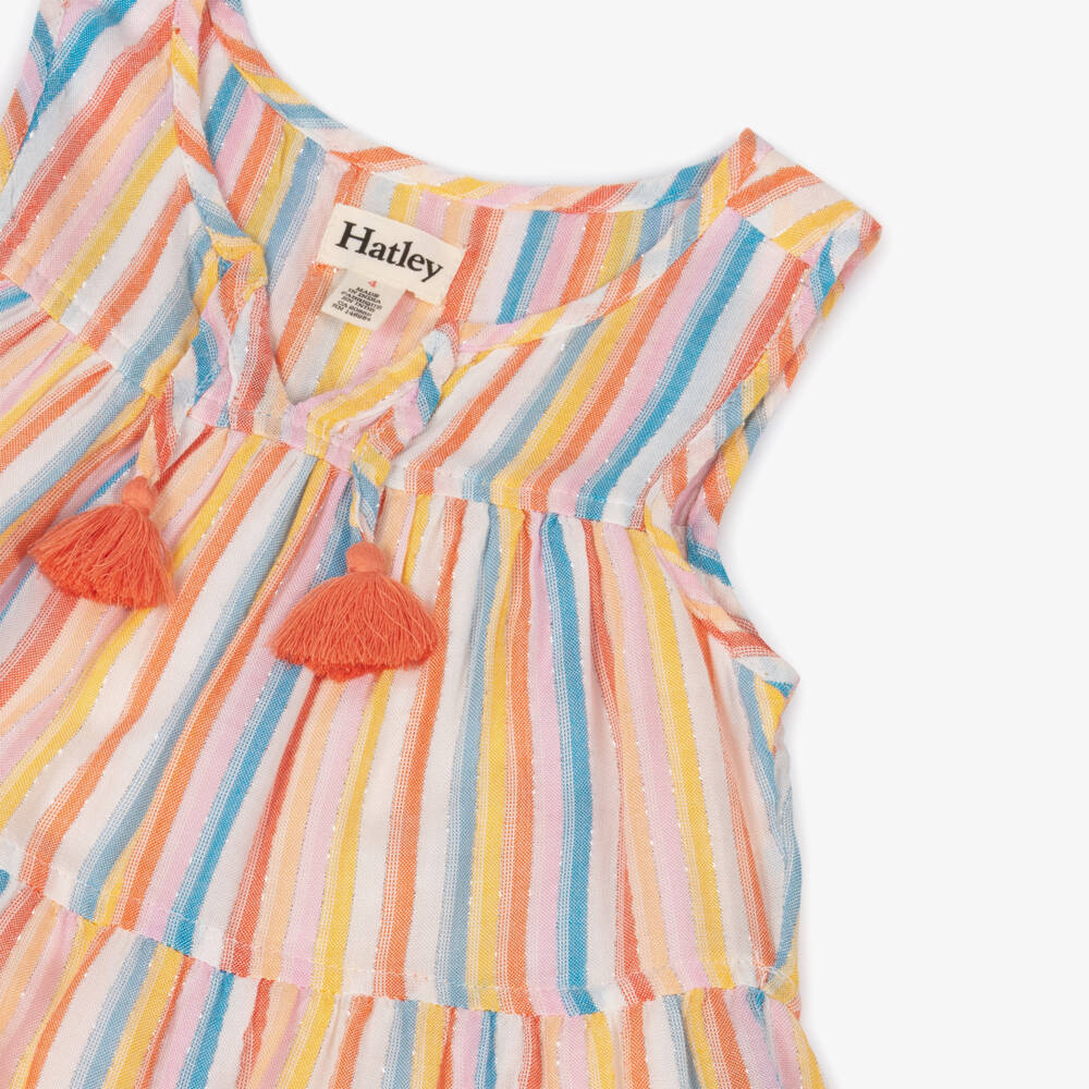 Hatley-Girls Pastel Striped Sleeveless Dress with Tassels | Childrensalon Outlet