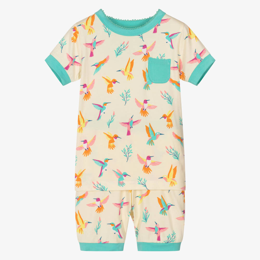 Hatley-Girls Pastel Yellow Bamboo Jersey Hummingbird Print Pyjamas | Childrensalon Outlet