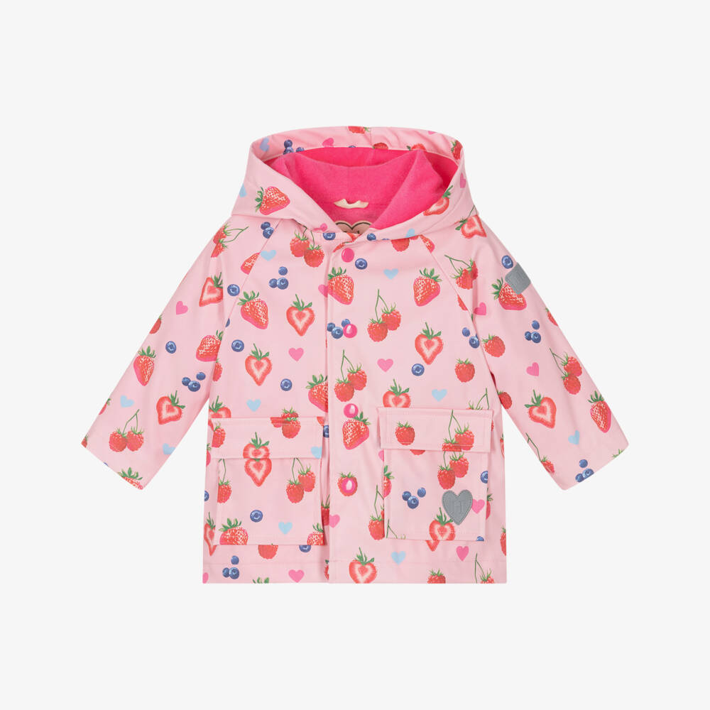 Hatley-Girls Pink Berries Hooded Raincoat | Childrensalon Outlet