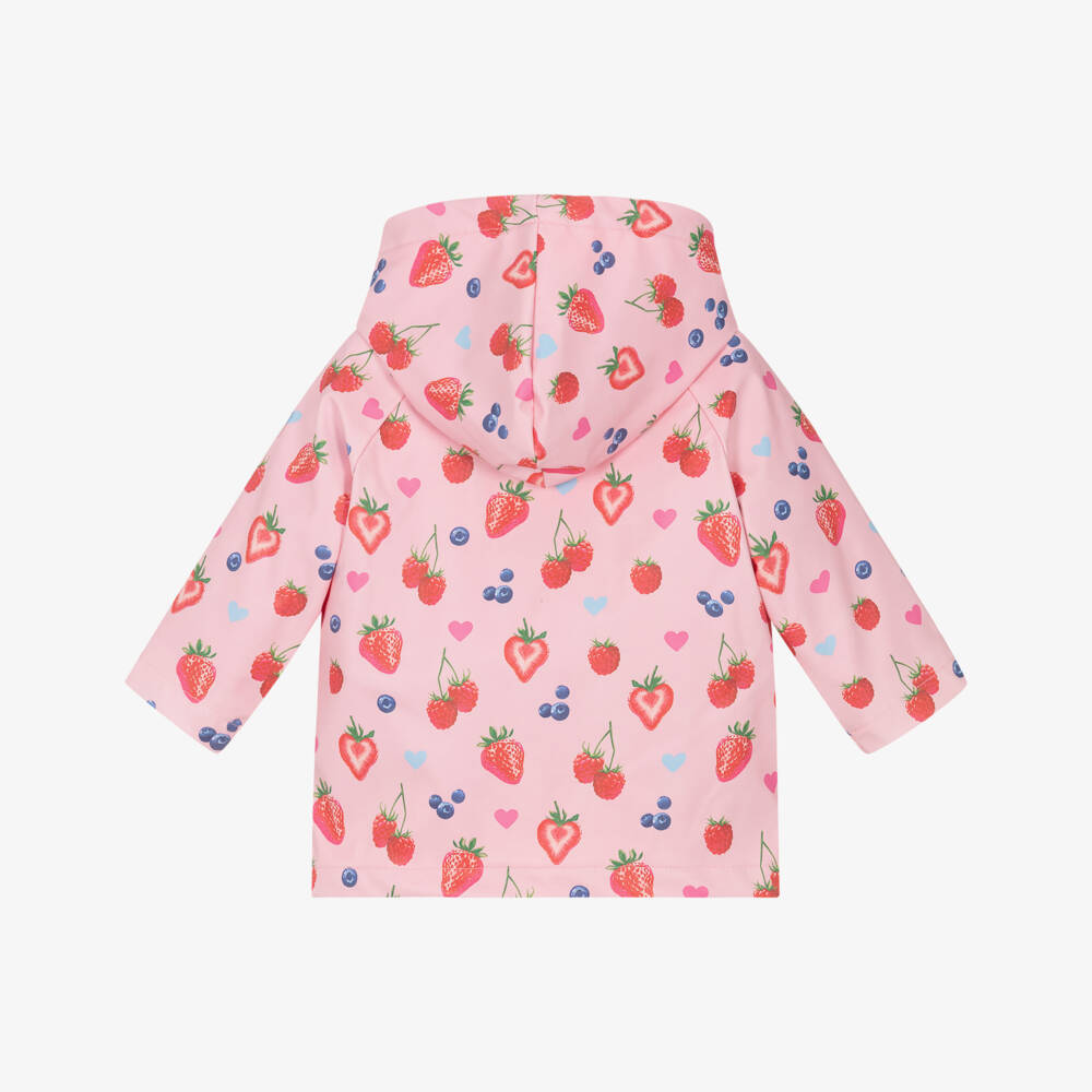 Hatley-Girls Pink Berries Hooded Raincoat | Childrensalon Outlet