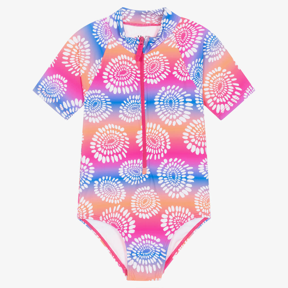 Hatley - Girls Pink & Blue Swimsuit (UPF50+) | Childrensalon