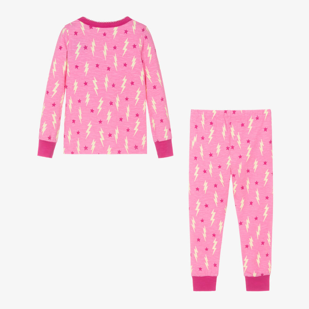 Hatley-Girls Pink Bolt Cotton Pyjamas | Childrensalon Outlet