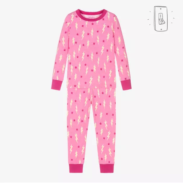 Hatley-Girls Pink Bolt Cotton Pyjamas | Childrensalon Outlet