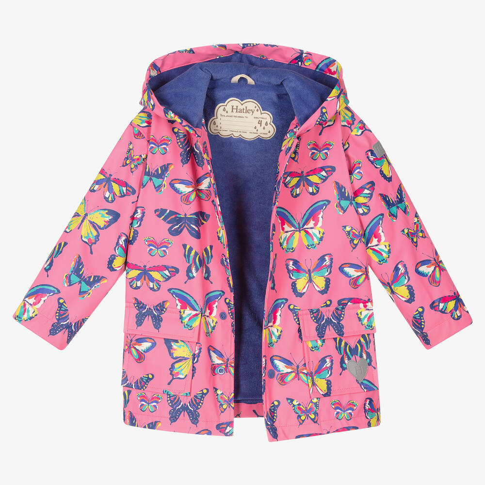 Hatley Girls Pink Butterfly Raincoat Childrensalon Outlet