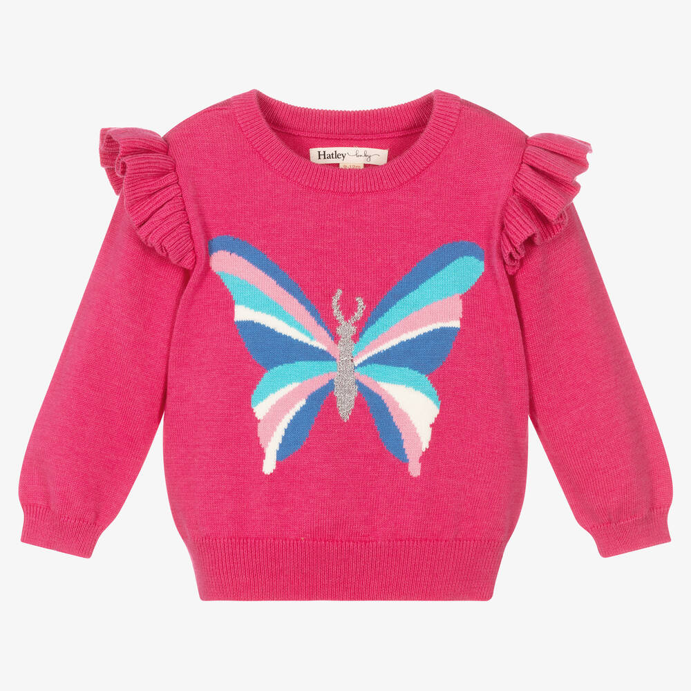 Hatley - Rosa Pullover mit Schmetterlingen (M) | Childrensalon