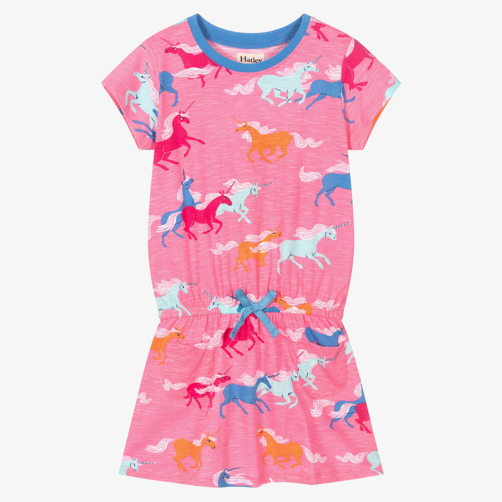 Hatley Drop Waist Dress - Frolicking Unicorns