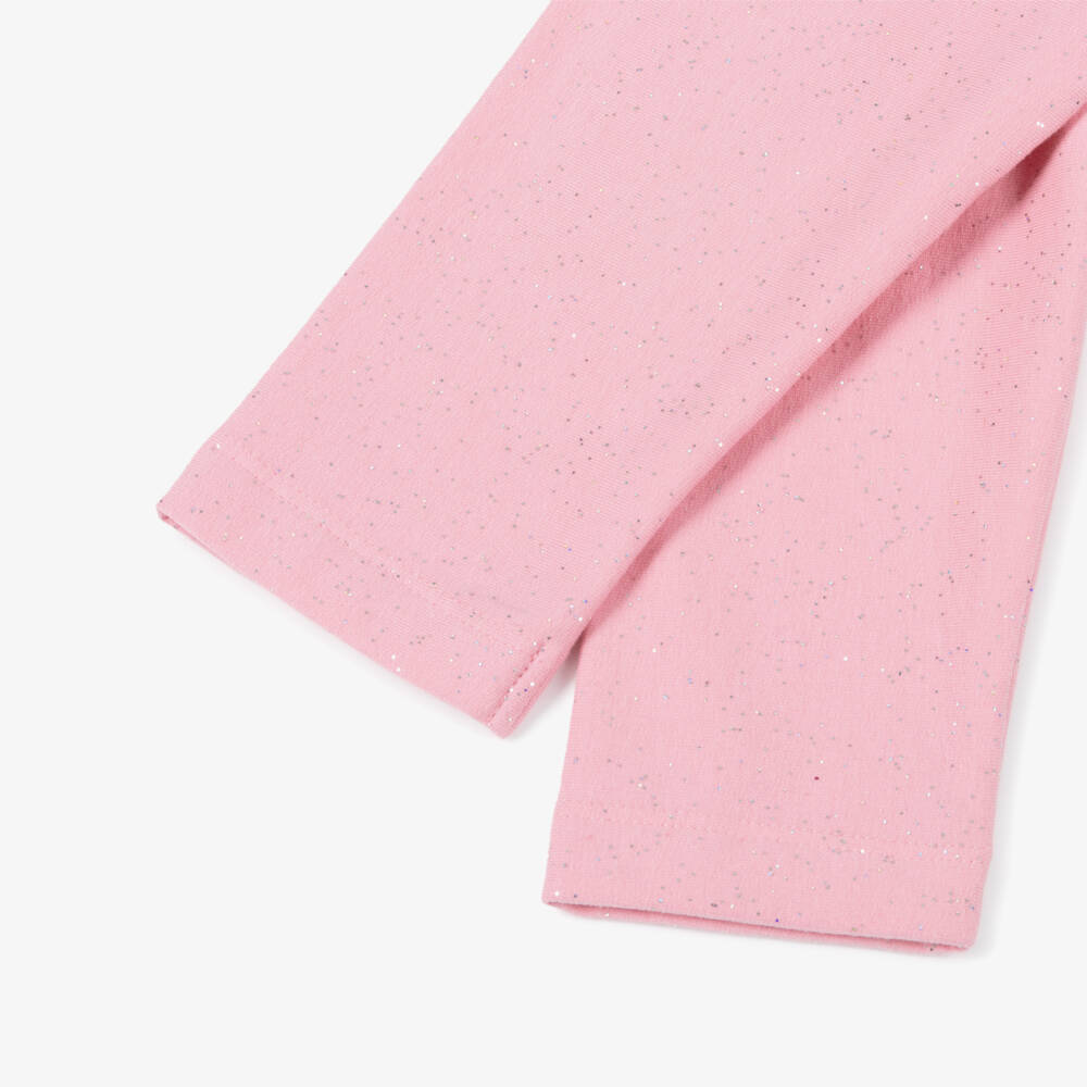 Hatley-Girls Pink Cotton Glitter Leggings | Childrensalon Outlet