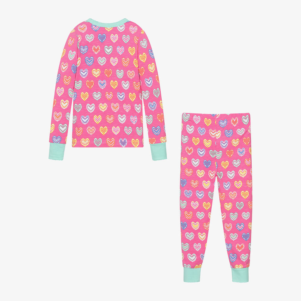 Hatley-بيجاما بطبعة قلوب قطن عضوي جيرسي لون زهري | Childrensalon Outlet