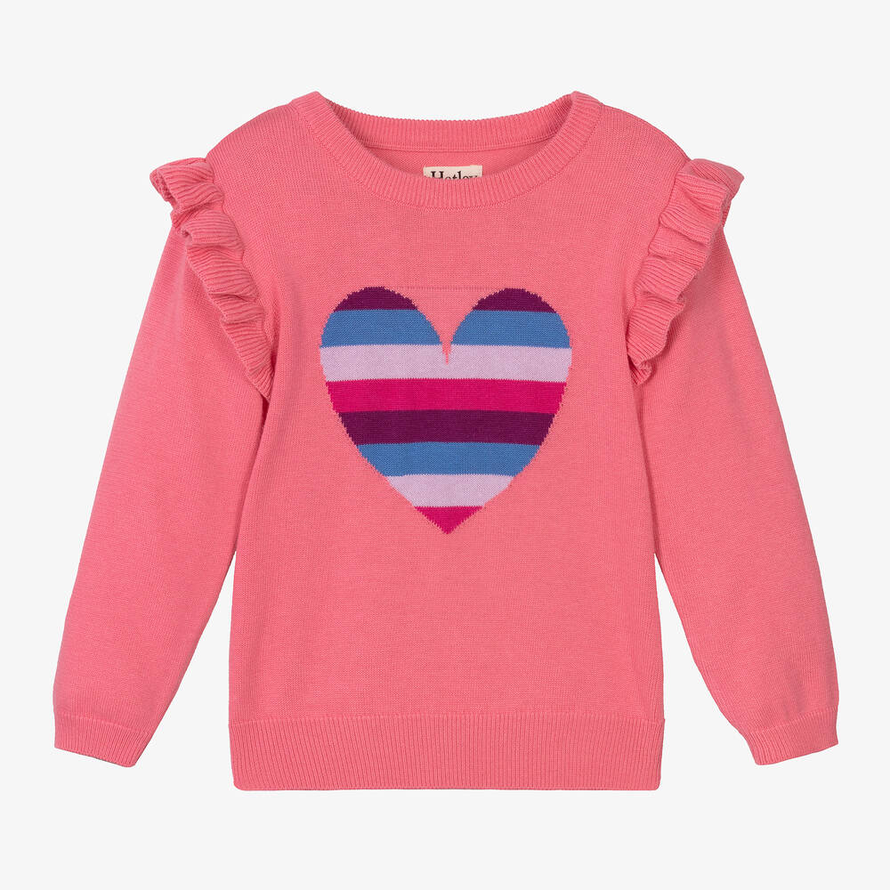 Hatley - Girls Pink Cotton Heart Sweater | Childrensalon