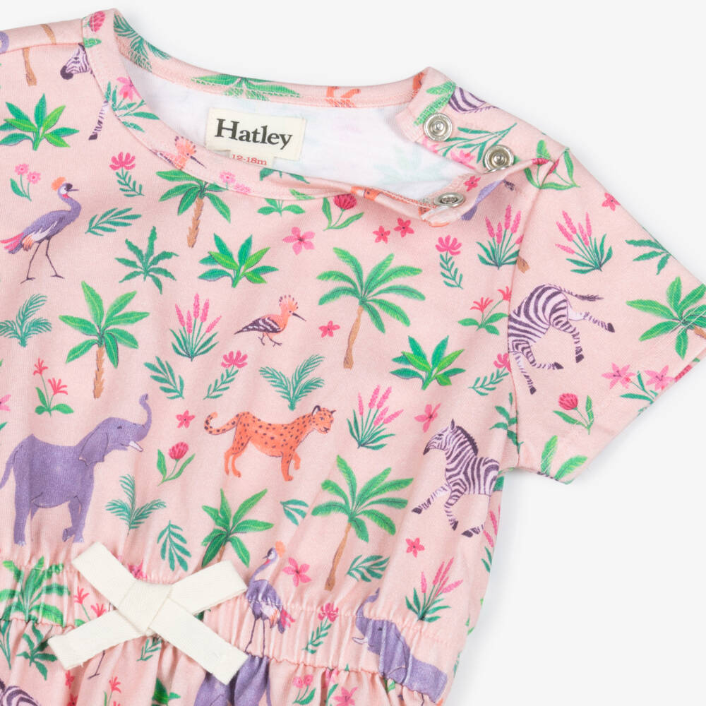Hatley-Girls Pink Cotton Jungle Animal Print Dress | Childrensalon Outlet