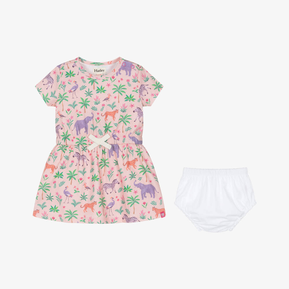Hatley-Girls Pink Cotton Jungle Animal Print Dress | Childrensalon Outlet