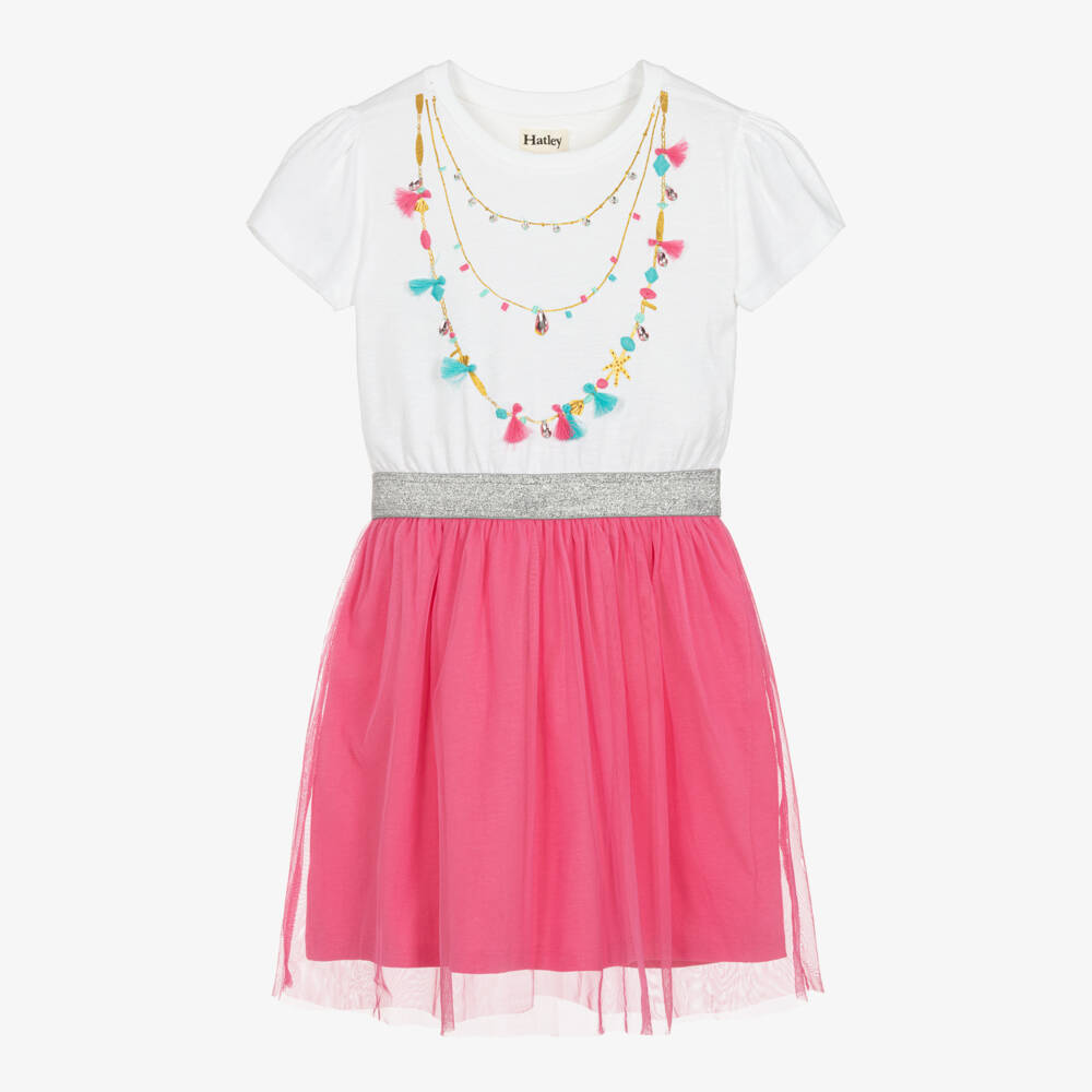 Hatley-Girls Pink Cotton Necklace Print Dress | Childrensalon Outlet