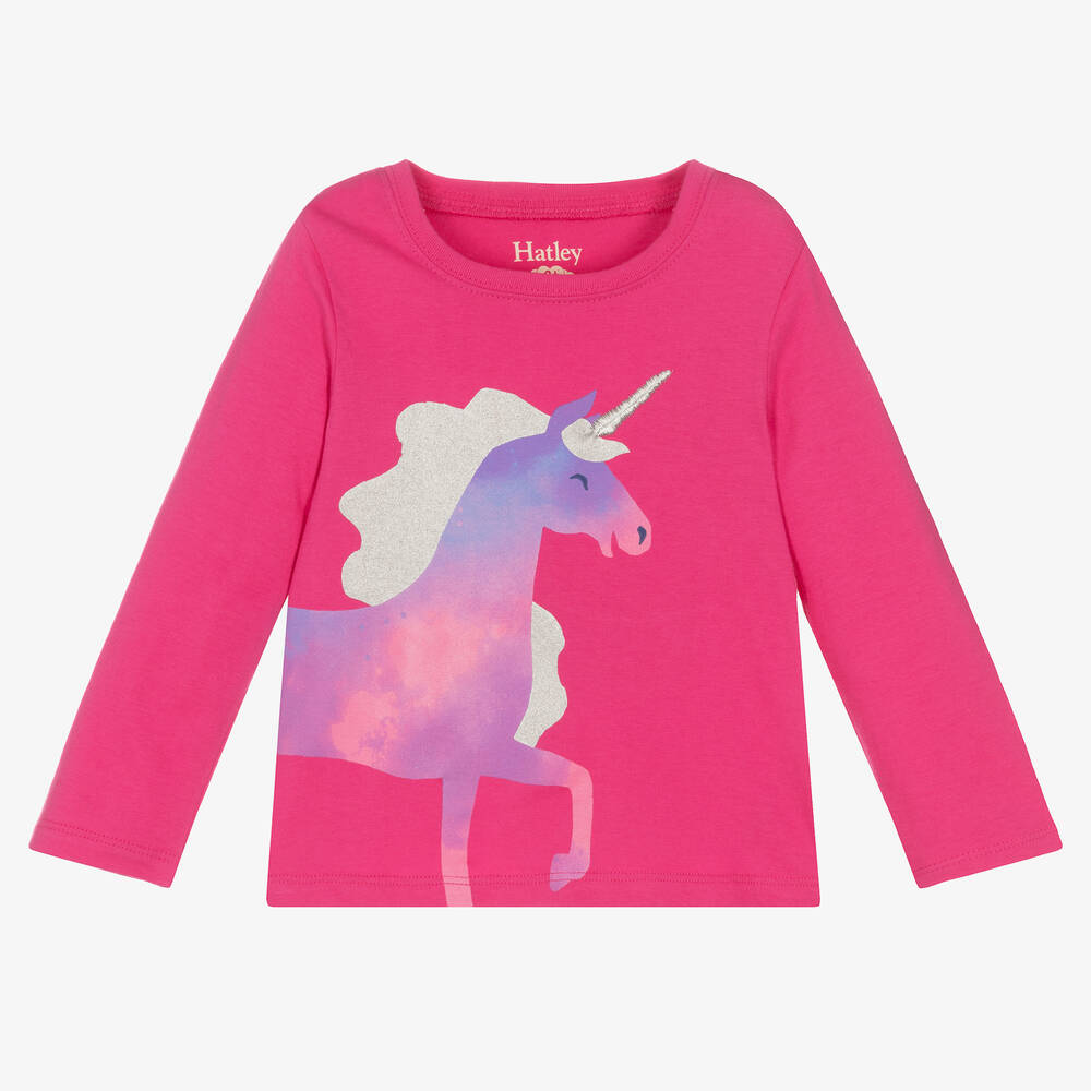 Hatley - Girls Pink Cotton Raspberry Unicorn Top | Childrensalon