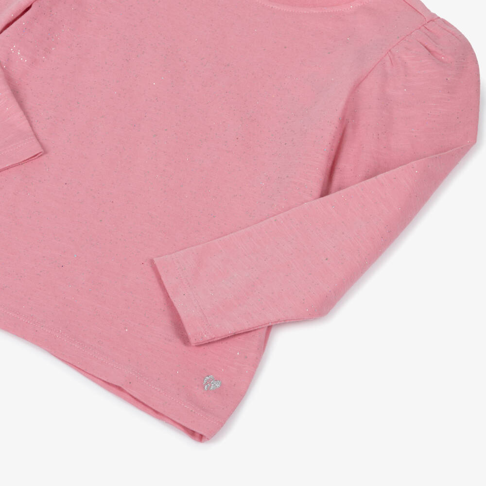 Hatley-Girls Pink Cotton & Silver Sparkle Top | Childrensalon Outlet