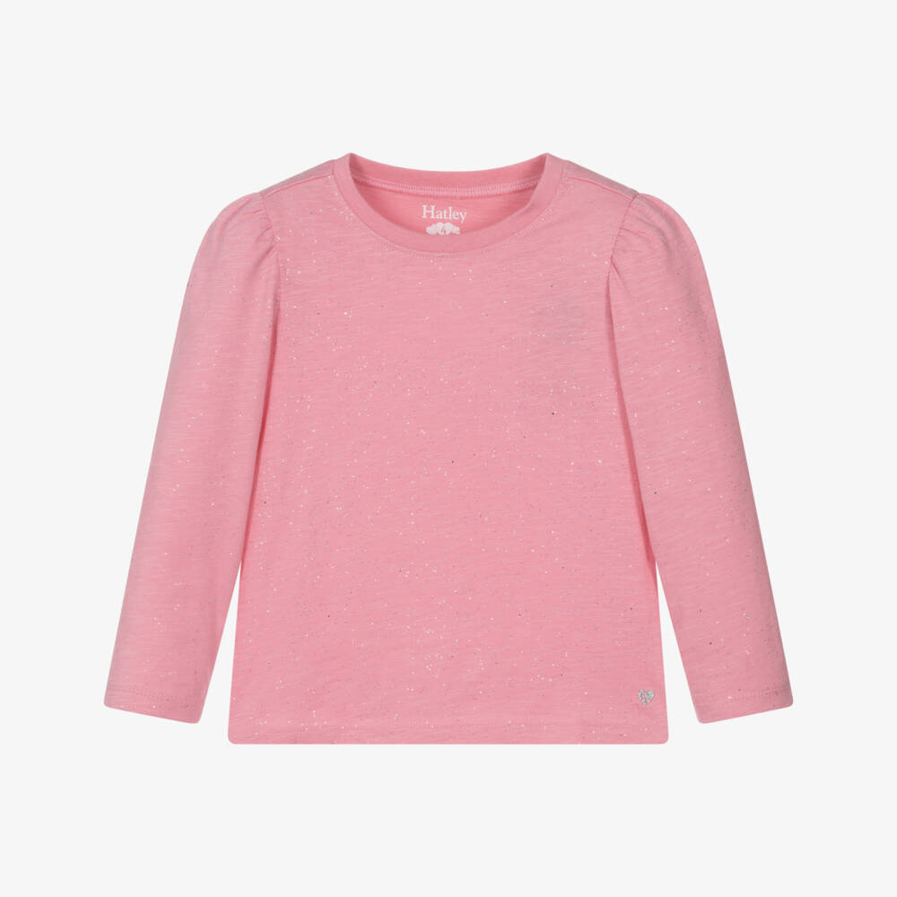 Hatley-Girls Pink Cotton & Silver Sparkle Top | Childrensalon Outlet