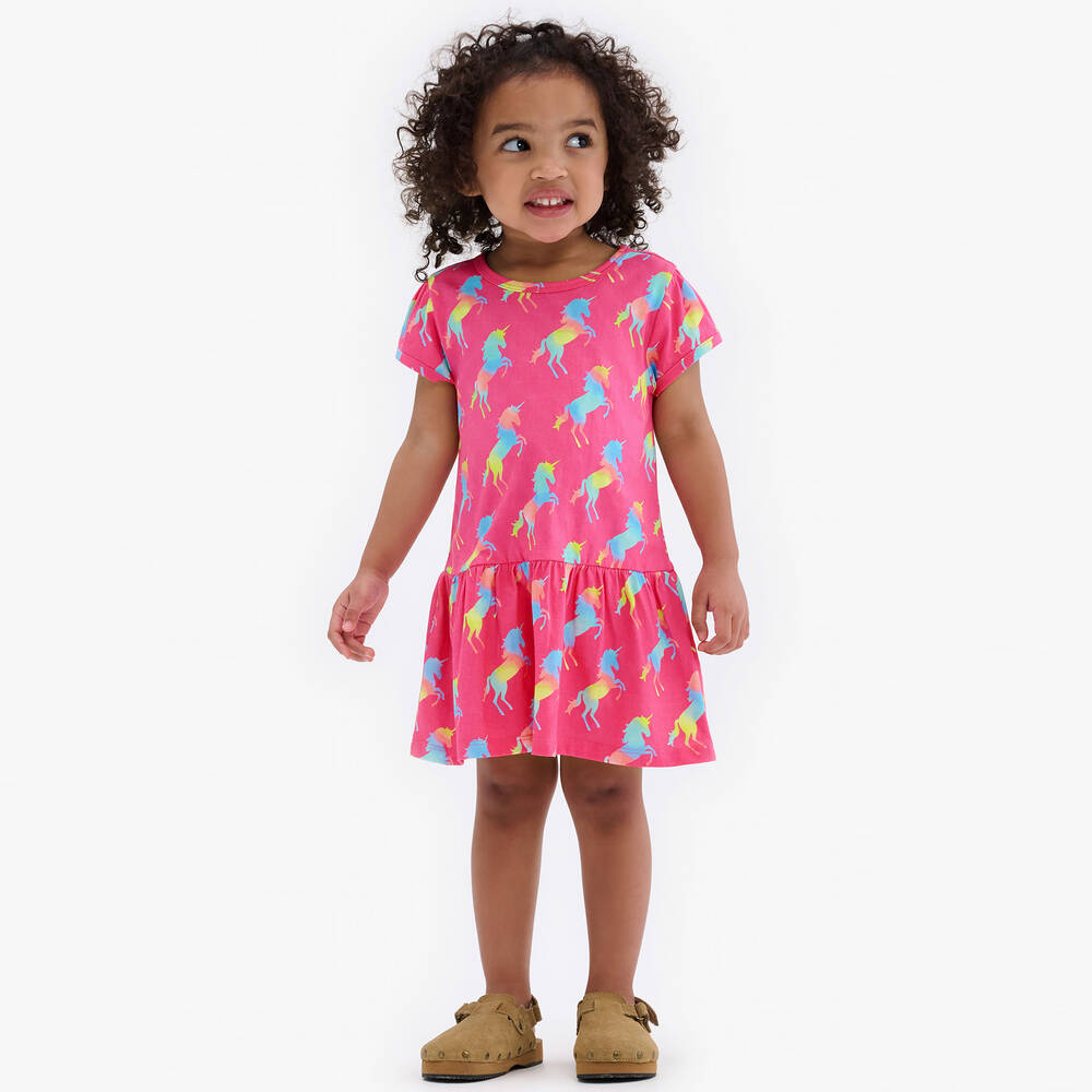 Hatley-Girls Pink Cotton Unicorn Dress | Childrensalon Outlet