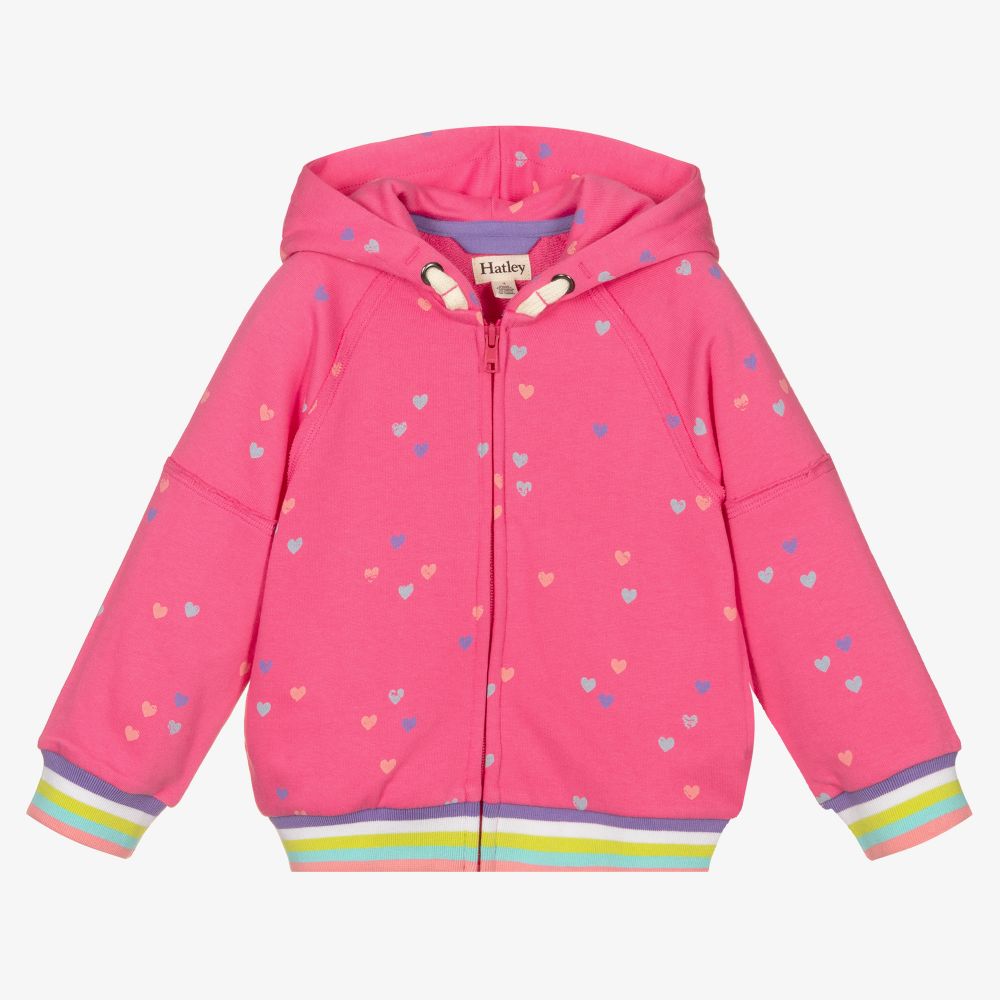 Hatley - Girls Pink Cotton Zip-up Top | Childrensalon