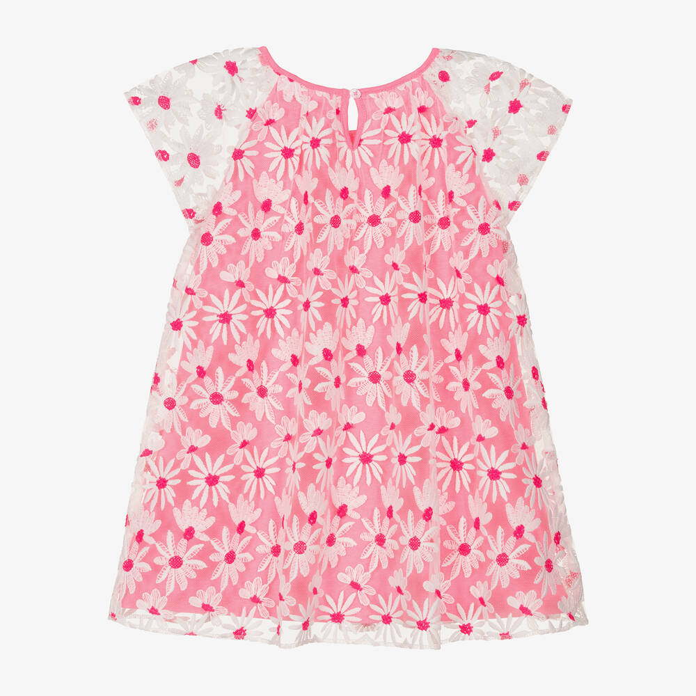 Hatley-Girls Pink Embroidered Daisy Tulle Dress | Childrensalon Outlet