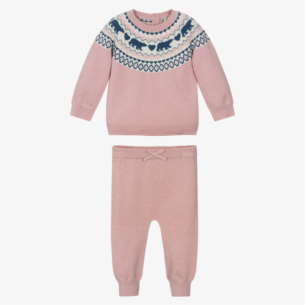 Hatley-Розовый вязаный комплект Fair Isle для девочек | Childrensalon Outlet