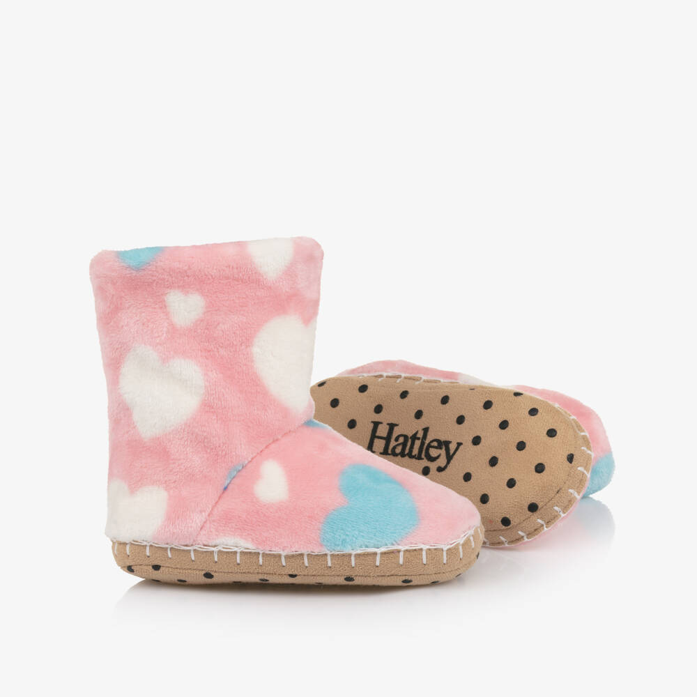 Hatley-Розовые флисовые тапочки с сердечками для девочек | Childrensalon Outlet