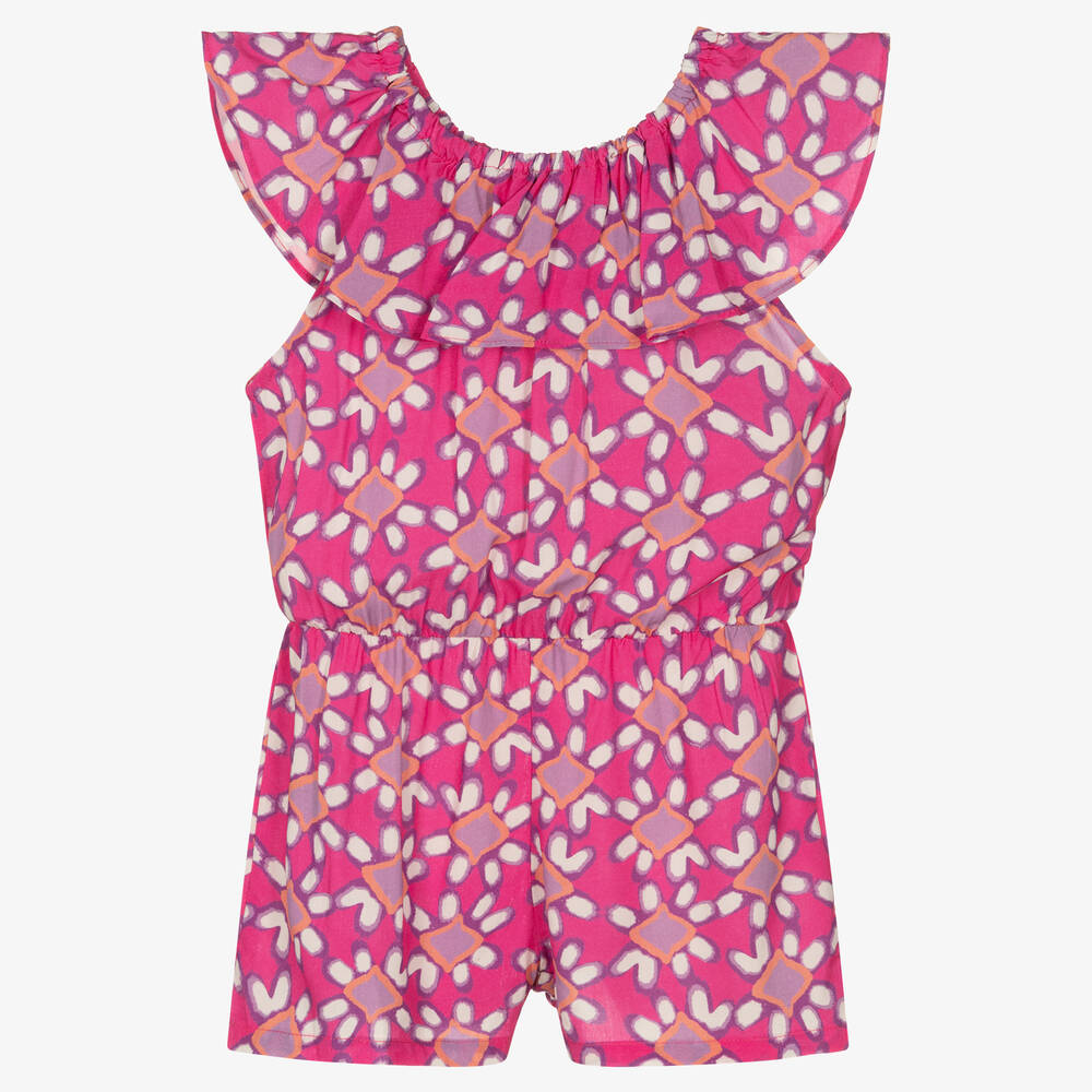 Hatley - Girls Pink Floral Playsuit | Childrensalon