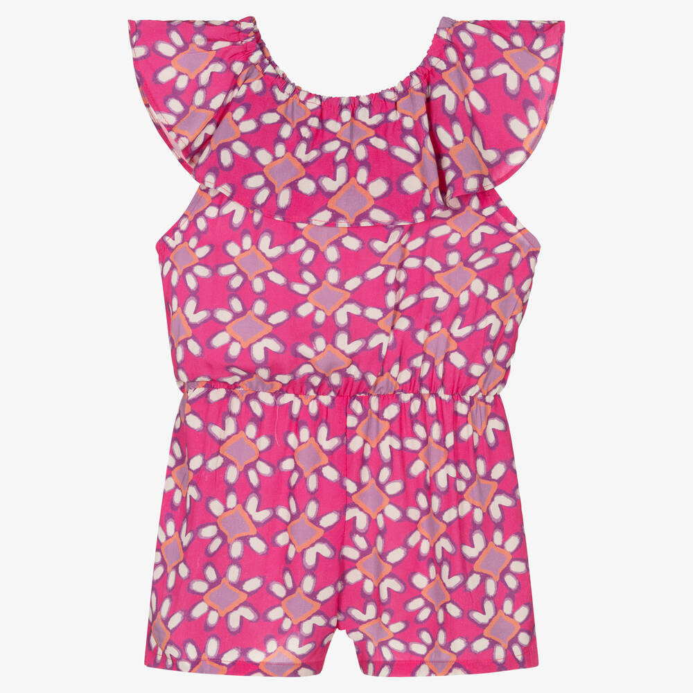 Hatley-بلاي سوت فيسكوز لون زهري بطبعة ورود للبنات | Childrensalon Outlet