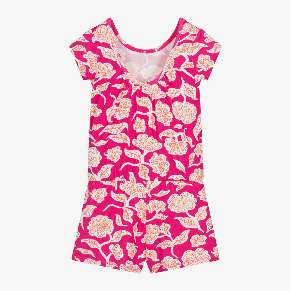 Hatley-Girls Pink Floral Viscose Playsuit | Childrensalon Outlet