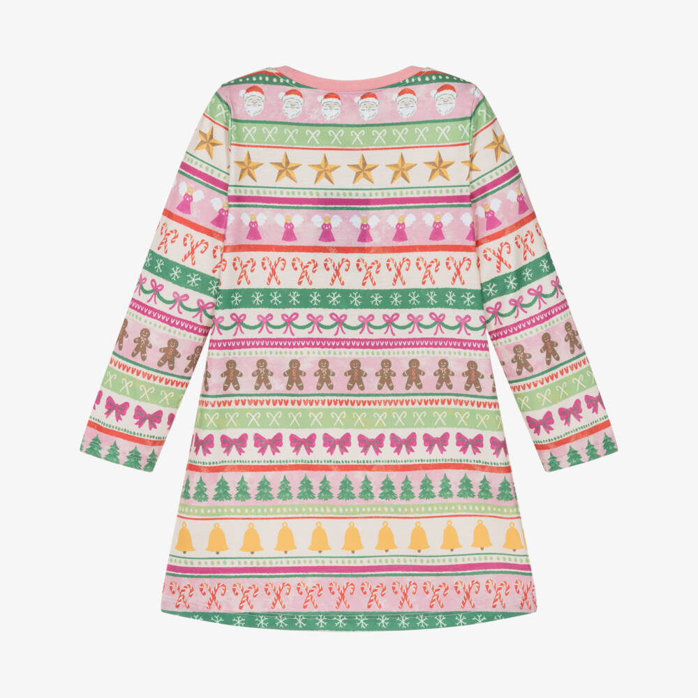 Hatley-فستان نوم وردي بناتي بنقشة فير آيل احتفالية | Childrensalon Outlet