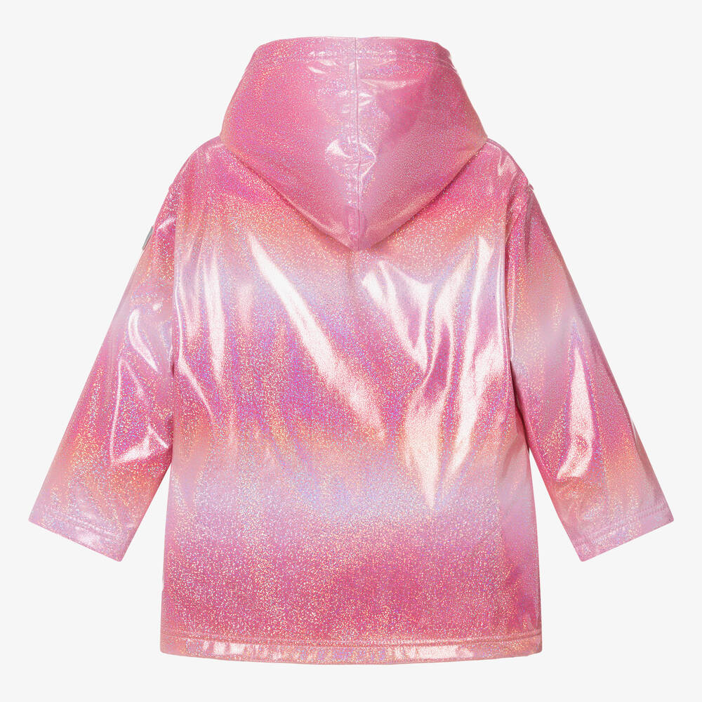 Hatley-Girls Pink Glitter Hooded Raincoat | Childrensalon Outlet