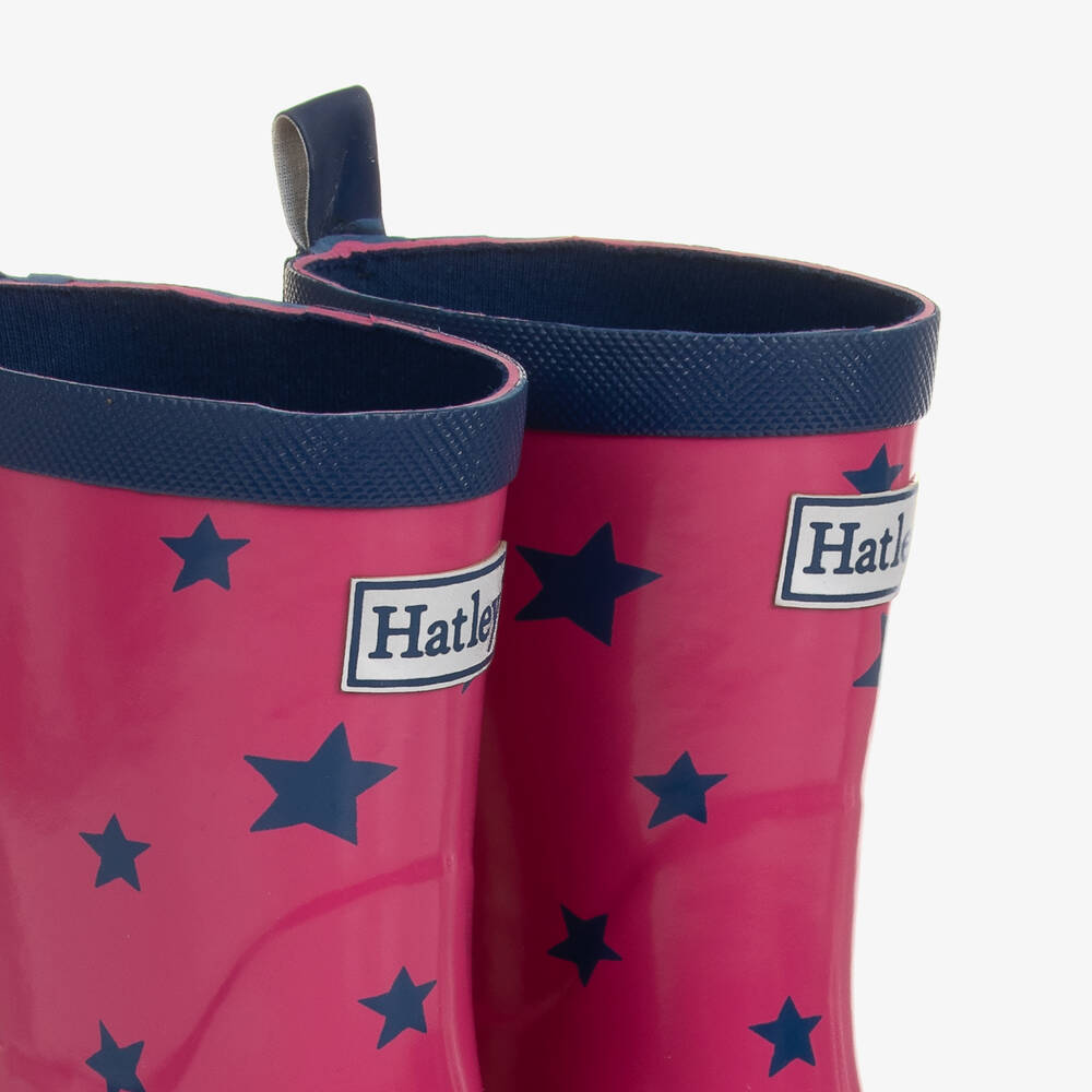 Hatley-Girls Pink Glitter Stars Rain Boots & Socks | Childrensalon Outlet