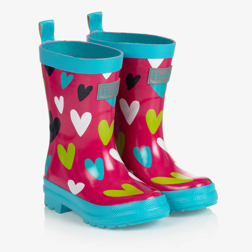 Hatley - Girls Pink Hearts Rain Boots | Childrensalon