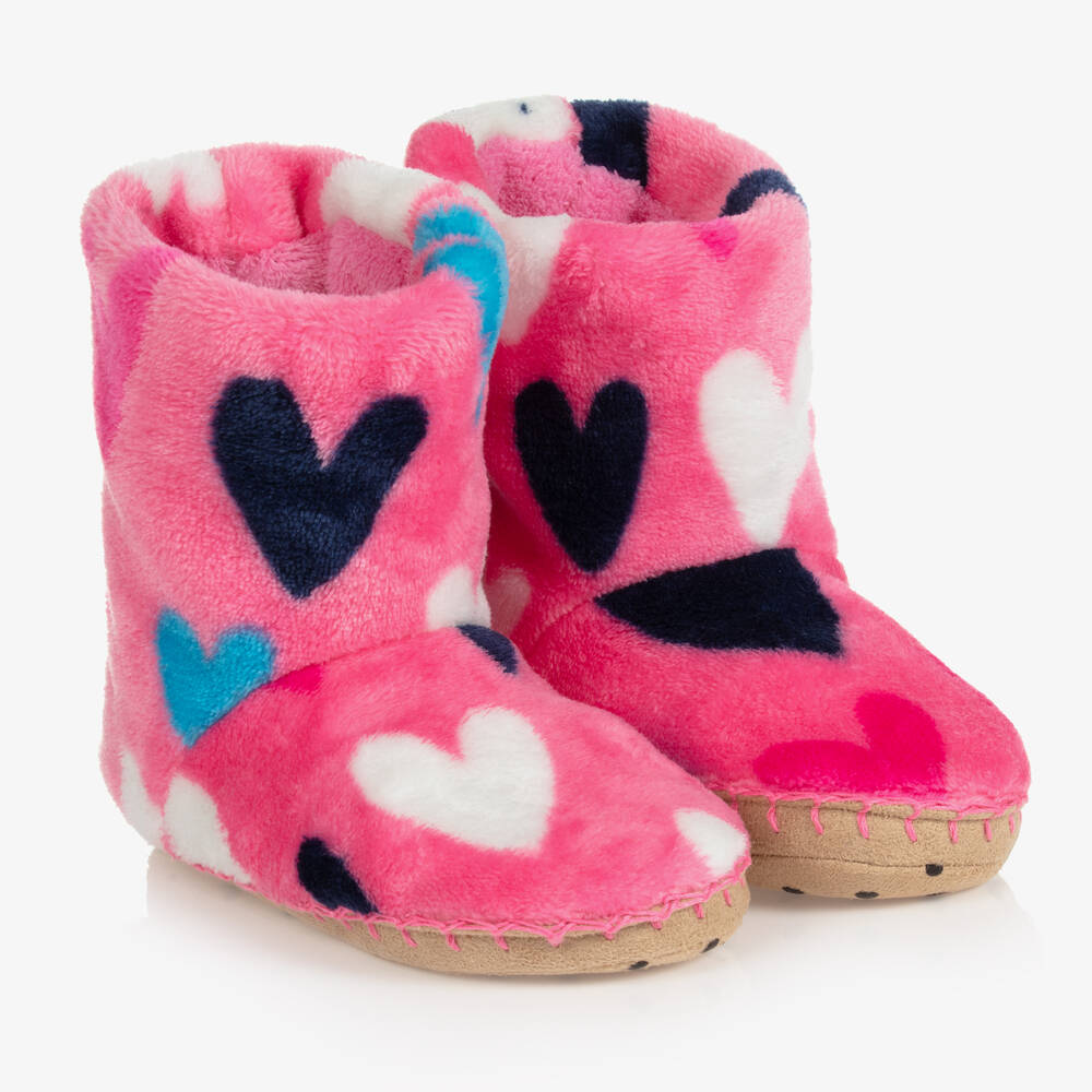 Hatley - Girls Pink Hearts Slippers | Childrensalon