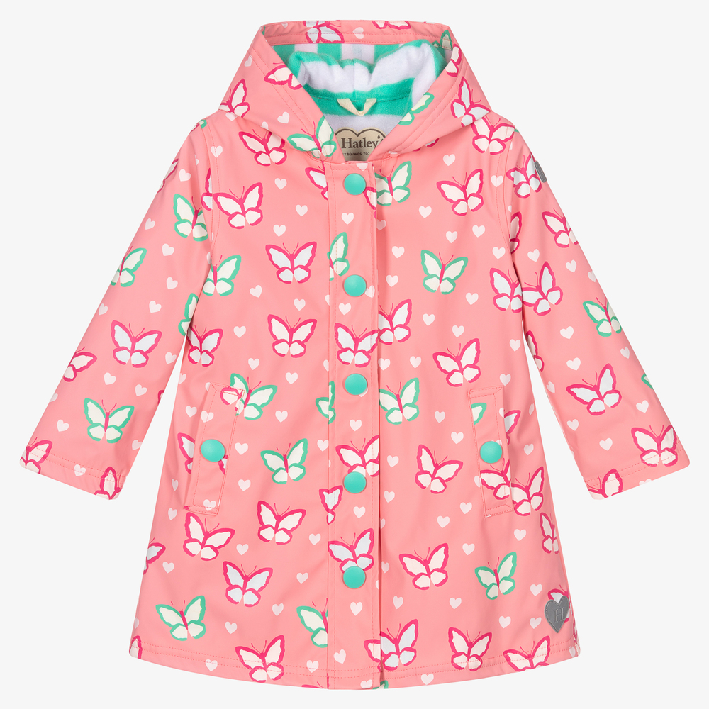 Hatley - Girls Pink Hooded Raincoat | Childrensalon