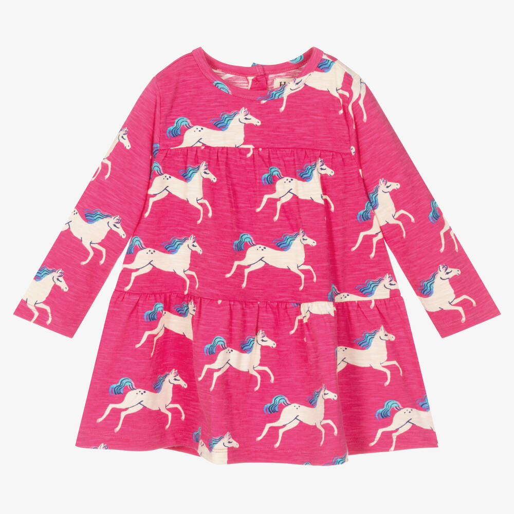 Hatley - Robe rose en coton Cheval Fille | Childrensalon