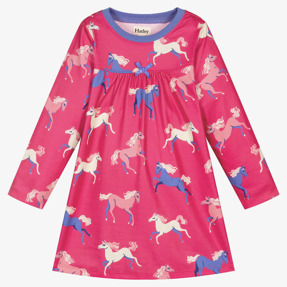 Hatley - قميص نوم جيرسي لون زهري فوشيا للبنات | Childrensalon