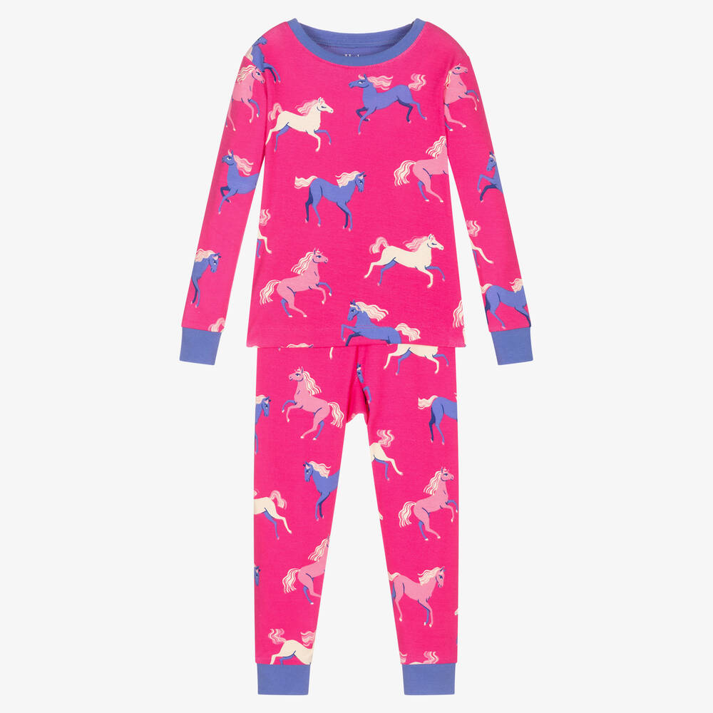 Hatley - Girls Pink Horses Pyjamas | Childrensalon