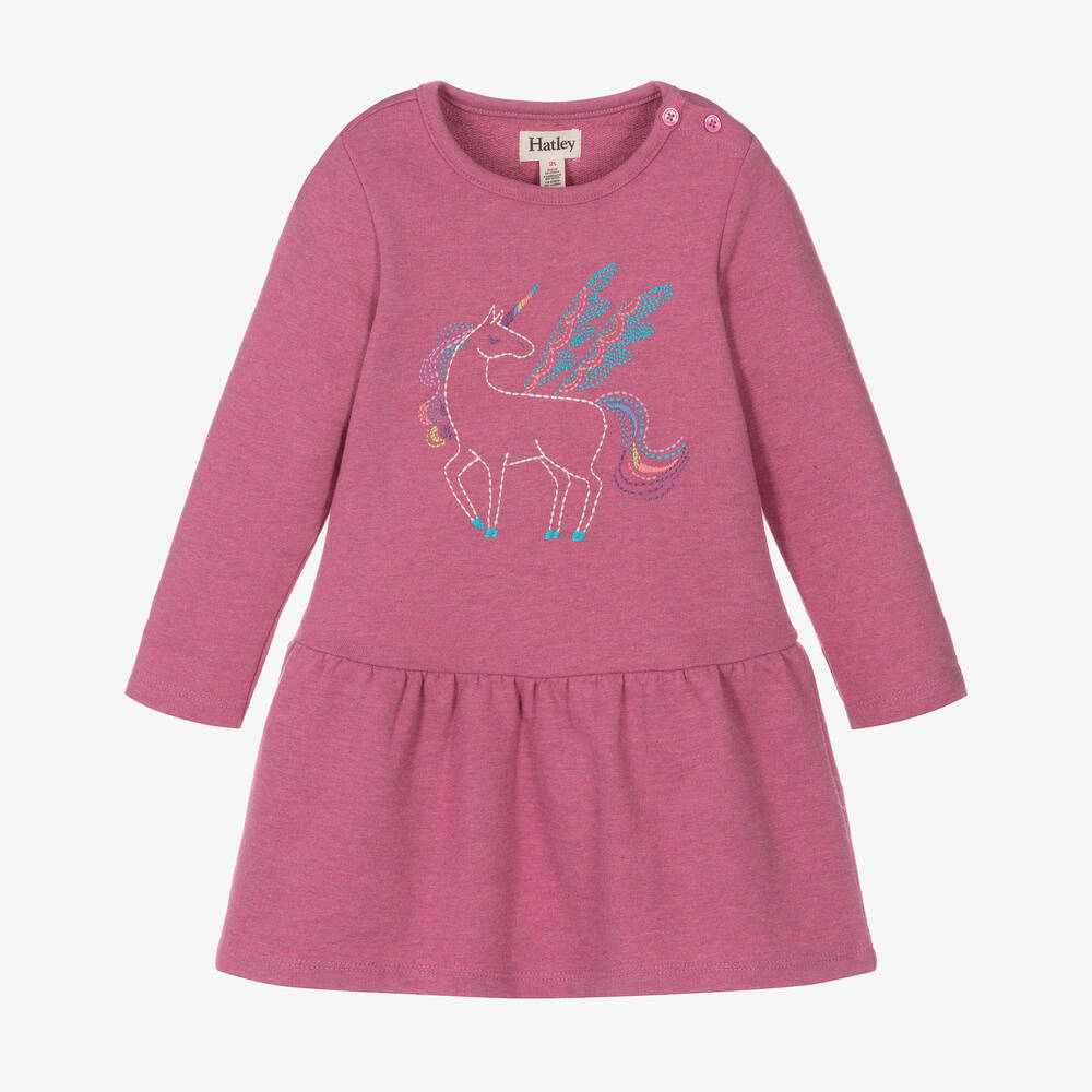 Hatley - Rosa Jerseykleid mit Einhorn | Childrensalon