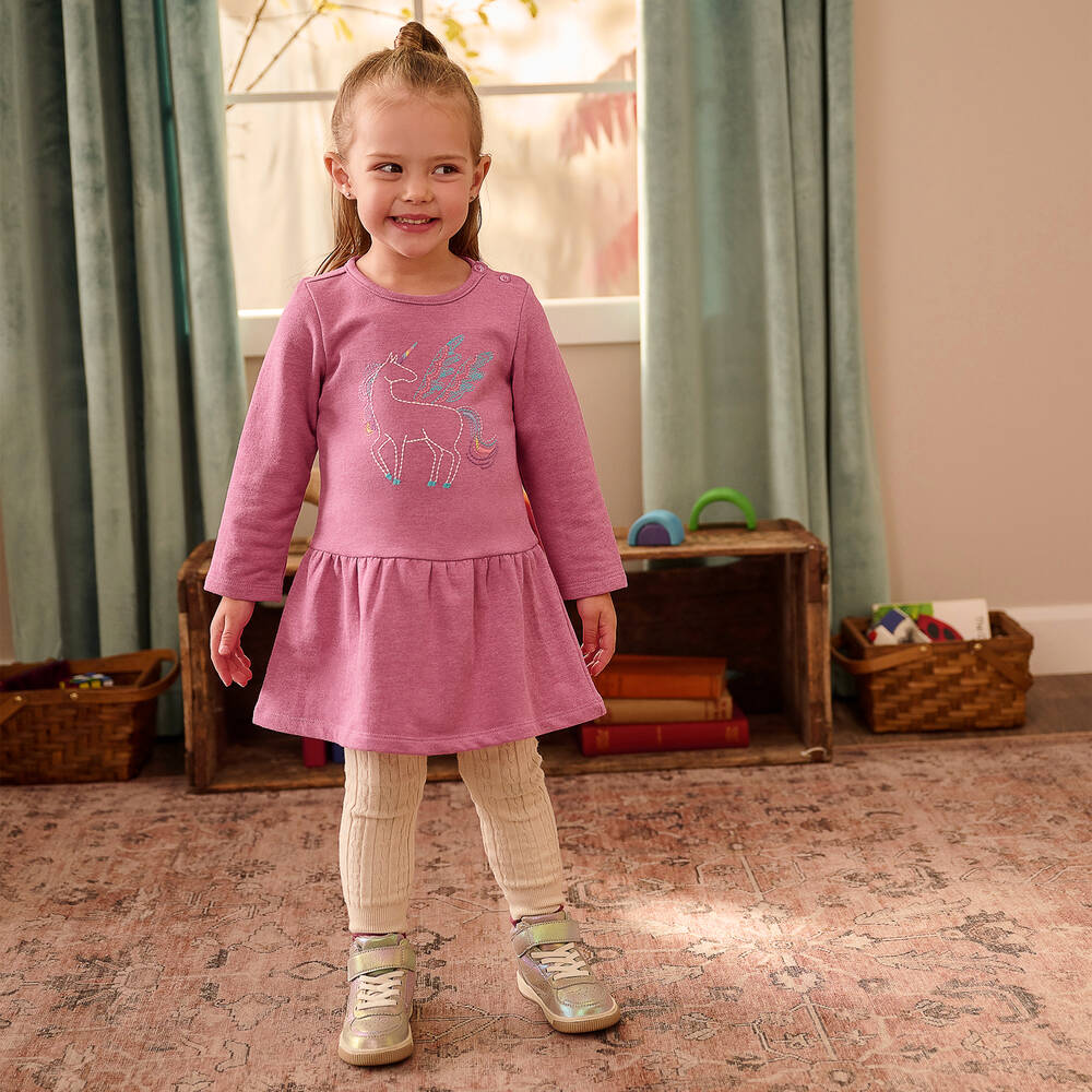 Hatley-Розовое платье из джерси с единорогом | Childrensalon Outlet